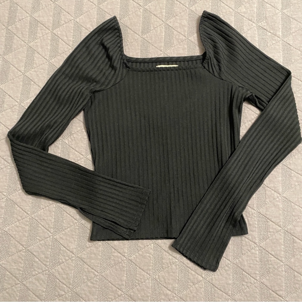 Madewell Square-Neck Ribbed Long Sleeve Top
